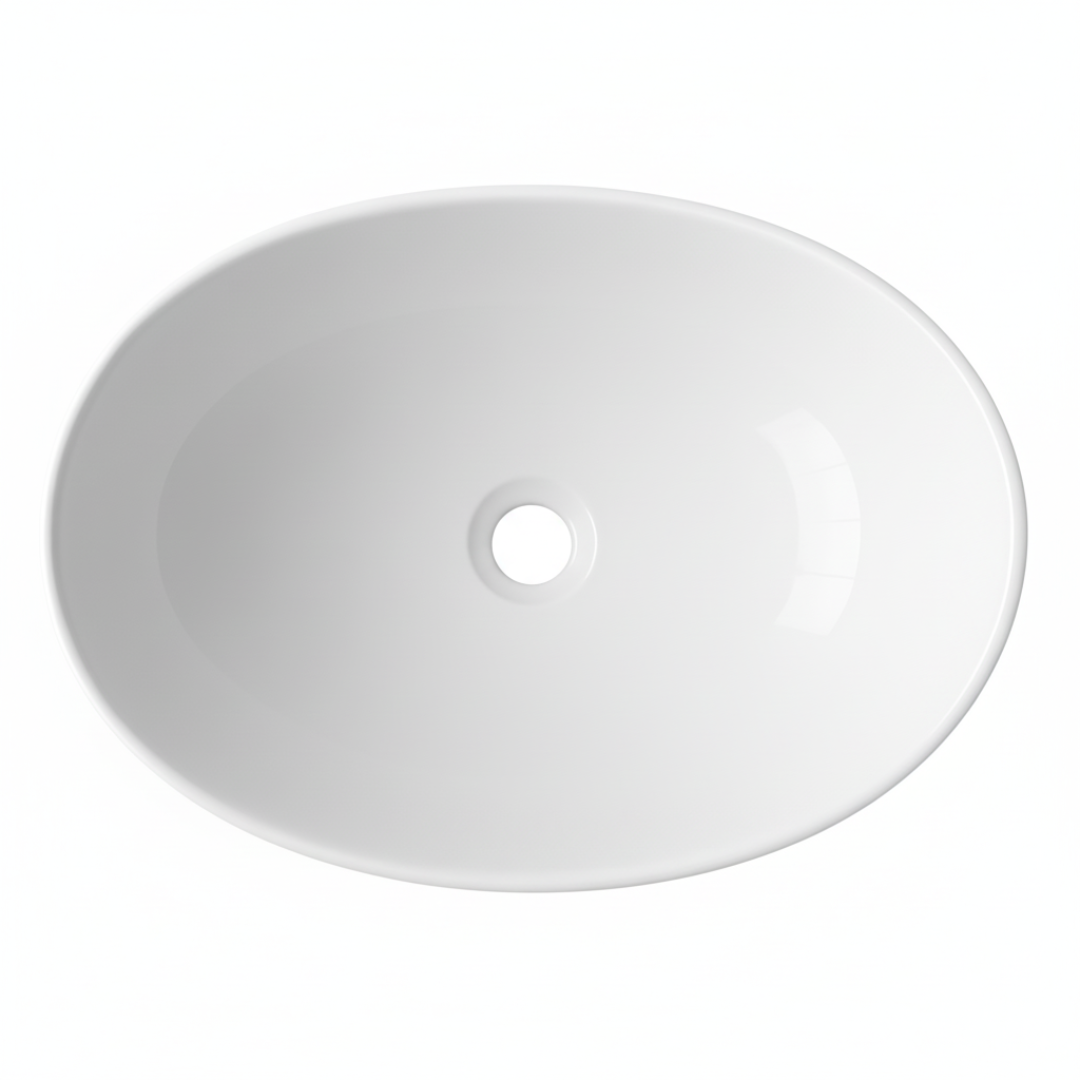 Lavamanos ovalado en cerámica blanca | Ideal para baños modernos - Imagen 3