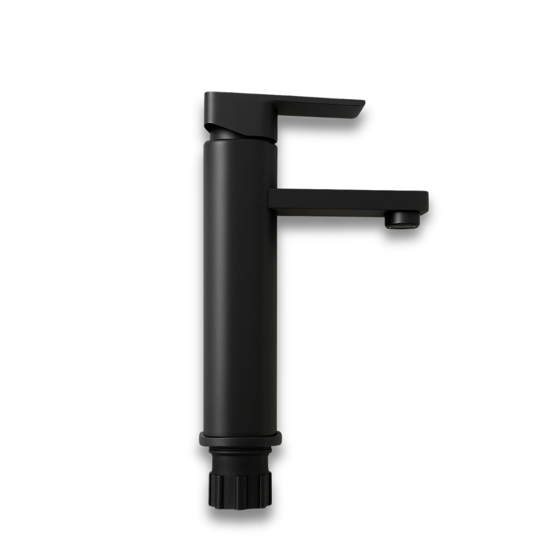 Grifería Negra Mate Cuadrada Alta | Monocontrol para Lavamanos Modernos - Imagen 3