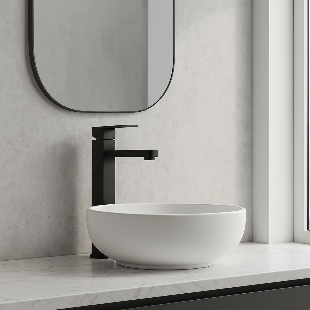 Grifería Negra Mate Cuadrada Alta | Monocontrol para Lavamanos Modernos - Imagen 2