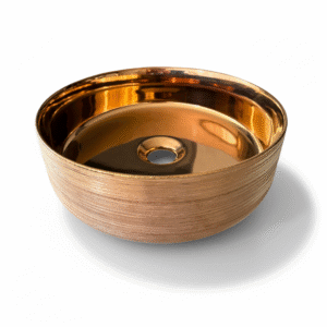 Lavamanos oro rosa redondo en cerámica diseño de lujo 36x11 cm