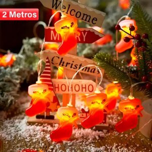 Guirnalda luces navideñas con botas decorativas de 2 metros modelo